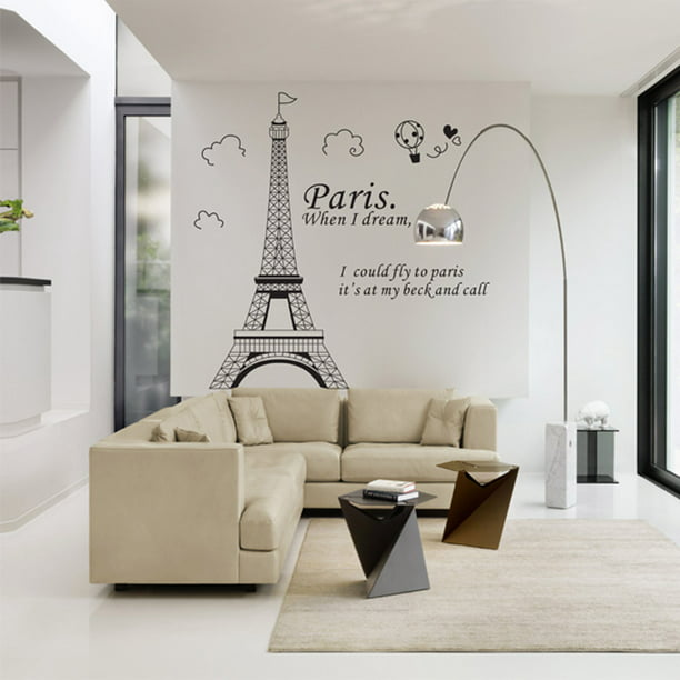 MEET ME IN PARIS Wall Decals Gold Eiffel Tower Words Quote Room Decor Stickers